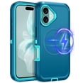 thumbnail image 1 of I-HONVA For iPhone 16 Plus Case Compatible with MagSafe,3-Layer Military Grade Drop Protection Anti-Slip Rugged Shockproof Dustproof Protection 6.7 inch Phone Case,Turquoise, 1 of 7