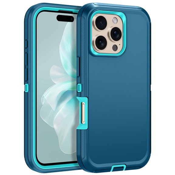 I-HONVA For iPhone 16 Pro Max Case,3-Layer Military Grade Drop Protection Anti-Slip Bumper Rugged Shockproof Dustproof Protection 6.9 inch Phone Case,Turquoise