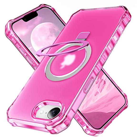 I-HONVA for iPhone 16e Case (2025) / iPhone 17e Case (2026) ,Compatible with Mag-safe Matte Shockproof Anti-Scratch Protective Invisible Kickstand Magnetic 6.1" Case Cover,Rose Red