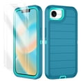 thumbnail image 1 of I-HONVA for iPhone 16e Case,[With 2 Pack Screen Protector] Stripe Shockproof 3-Layer Full Body Protection Rugged Heavy Duty High Impact Hard Cover Case for iPhone 16e 6.1-inch 2025,Turquoise, 1 of 7