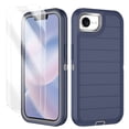 thumbnail image 1 of I-HONVA for iPhone 16e Case,[With 2 Pack Screen Protector] Stripe Shockproof 3-Layer Full Body Protection Rugged Heavy Duty High Impact Hard Cover Case for iPhone 16e 6.1-inch 2025,Navy/Gray, 1 of 7