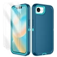 thumbnail image 1 of I-HONVA For iPhone 16e Case,[with 2 Pack Screen Protector] 3-Layer Military Grade Drop Anti-Slip Bumper Rugged Shockproof Dustproof Protection 6.1 inch Phone Case for Apple iPhone 16e,Turquoise, 1 of 7