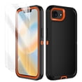 thumbnail image 1 of I-HONVA For iPhone 16e Case,[with 2 Pack Screen Protector] 3-Layer Military Grade Drop Anti-Slip Bumper Rugged Shockproof Dustproof Protection 6.1 inch Phone Case for Apple iPhone 16e,Black/Orange, 1 of 7
