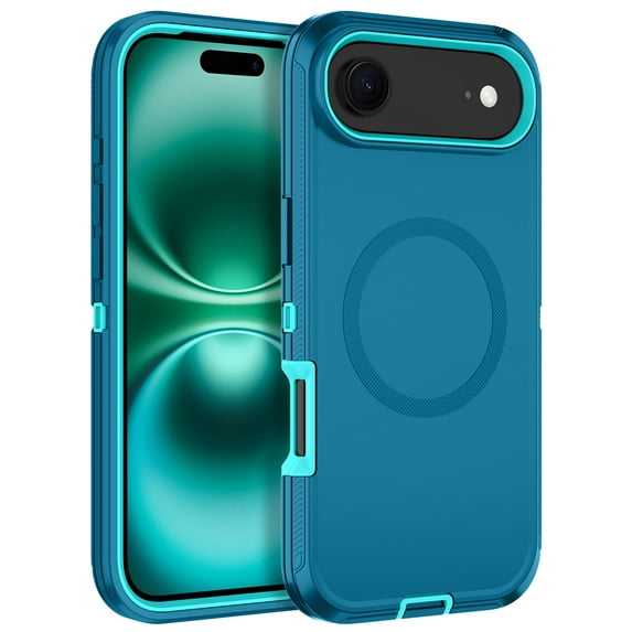 I-HONVA For iPhone 17 Air Case Compatible with MagSafe,3-Layer Military Grade Drop Protection Anti-Slip Bumper Rugged Shockproof Dustproof Protection 6.6 inch Phone Case,Teal
