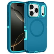I-HONVA Compatible with iPhone 17 Pro Magnetic Case,3-Layer Drop Protection Anti-Fingerprint Anti-Slip Bumper Rugged Shockproof Dustproof Protection 6.6 inch Phone Case,Teal
