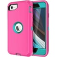 thumbnail image 1 of I-HONVA For iPhone SE 2020 Case,3-Layer Military Grade Drop Protection Anti-Slip Bumper Rugged Shockproof Dustproof Protection 4.7 inch Phone Case,Pink Turquoise, 1 of 7