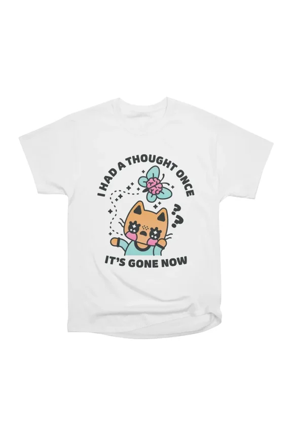 I Had A Thought Once ADHD Cat Brain Fog Design T-Shirt Tee Gift For Him Merch For Her Appa