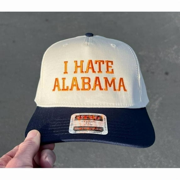 I Hate Alabama Hat, Funny College Football Rivalry Trucker Cap with Bold Embroidery, Adjustable Snapback for Tailgates, Game Days, and Sports Fans