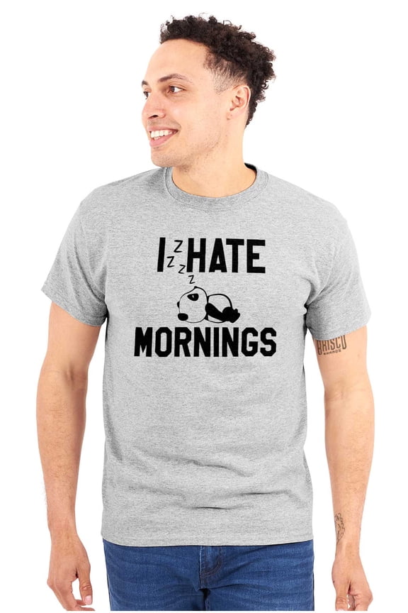 I Hate Mornings Sleeping Panda Plus Size Crewneck Graphic Tee Shirt Brisco Brands 2X