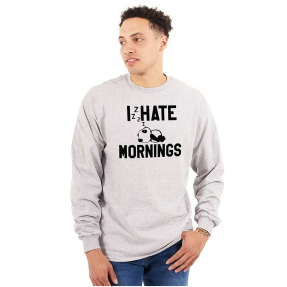 I Hate Mornings Sleeping Panda Plus Size Long Sleeve Graphic Tee Shirt Brisco Brands 3X