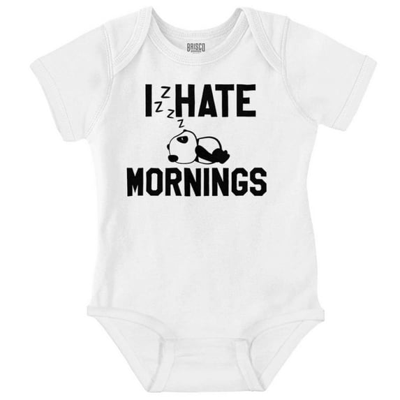 I Hate Mornings Sleeping Panda Romper Boys or Girls Infant Baby Brisco Brands NB