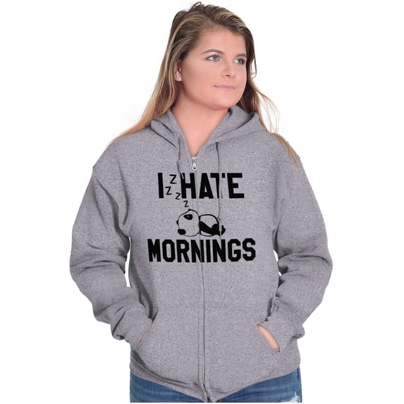 I Hate Mornings Sleeping Panda Zip Up Hoodie Men's Women's Brisco Brands S