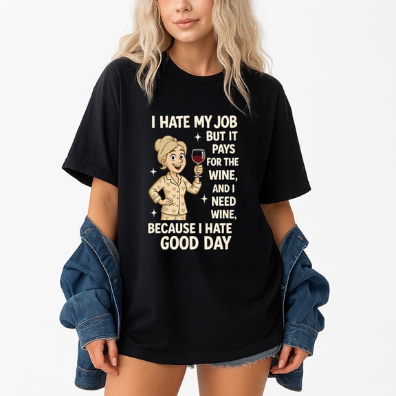 I Hate My Job But It Pays For The Wine And I Need Wine T-Shirt – Office Humor Theme – Wine Lovers' Gift