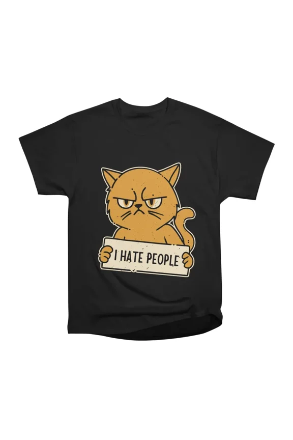 I Hate People Antisocial Cat T-Shirt Tee Gift For Him Merch For Her Apparel For Friend