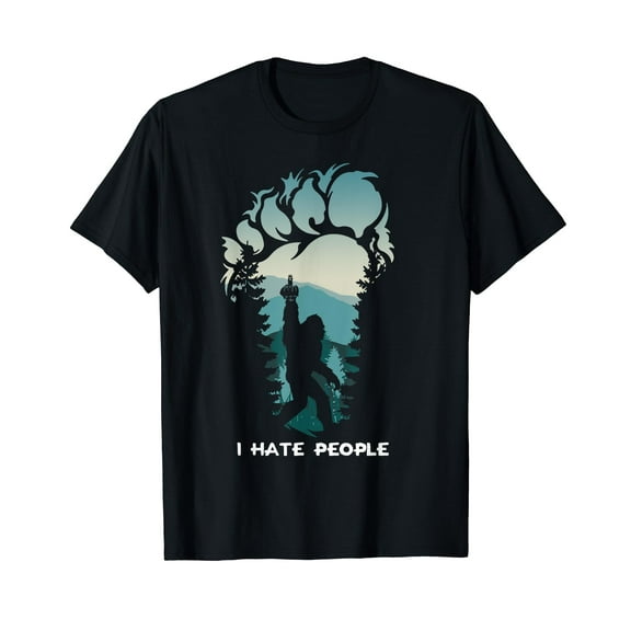 I Hate People Bigfoot Footprint T-Shirt