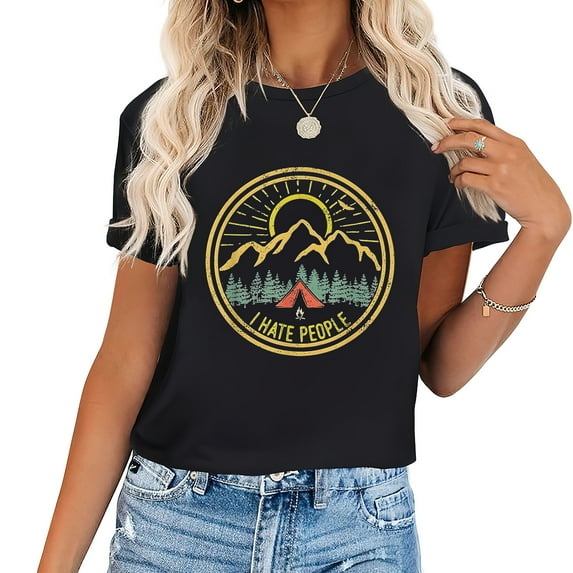 I Hate People Camping Shirt Retro Funny Camp Lovers T-Shirt