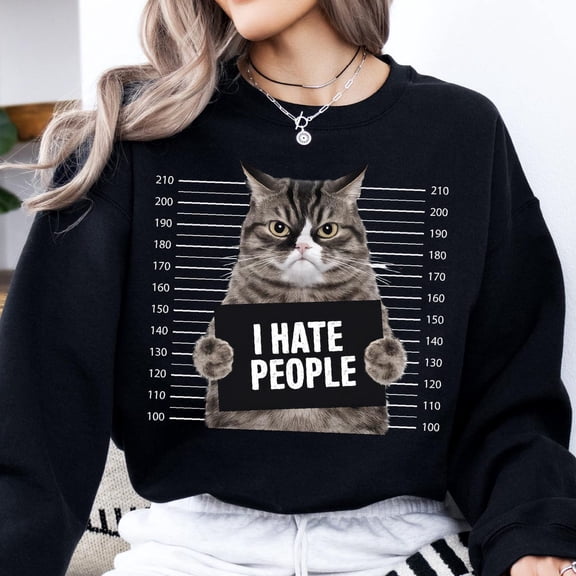 I Hate People Cat T-Shirt, Graphic Tee for Cat Lovers, I Hate People Cat Shirt, Quirky Pet-Inspired Apparel, Cat Graphic Tshirt All Size S-5XL