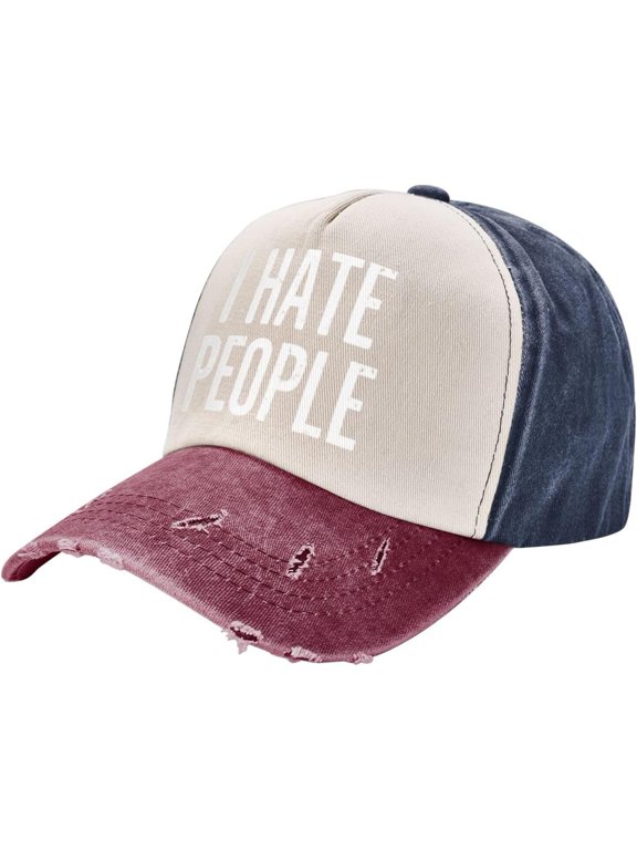 I Hate People Hat Vintage Adjustable Baseball Cap Cotton Dad Hat Trucker Hat for Women Men,Dark Red