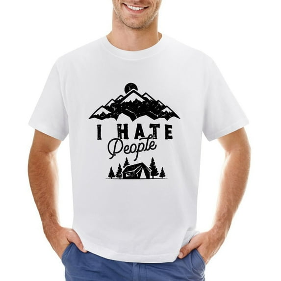 I Hate People Men’s Graphic T-shirt Vintage Short Sleeve Sport Tee White 3XL