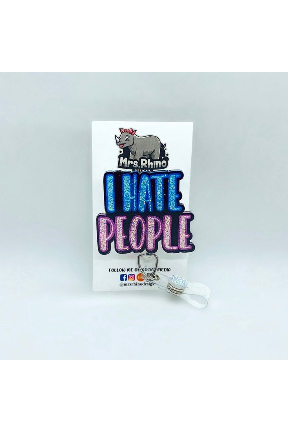 I Hate People Retractable Badge Reel, Nurse Teacher ID Holder