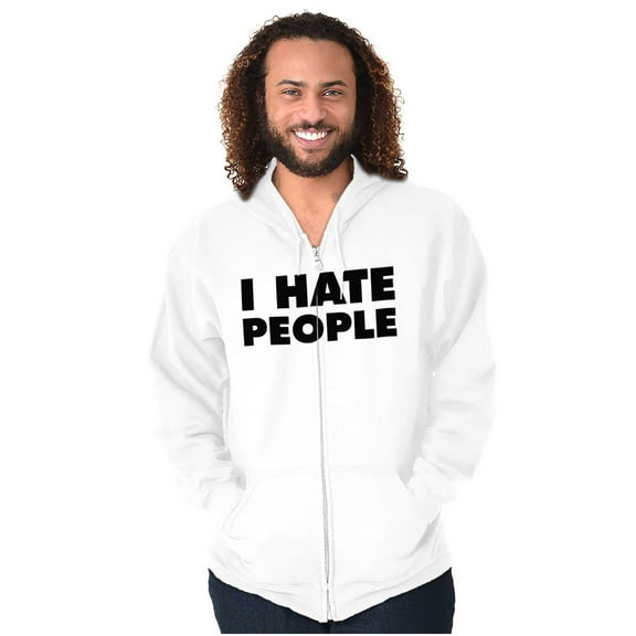 I Hate People Sarcastic Cynical Humor Unisex Fleece Graphic Zip Up Hoodie Brisco Brands 2X