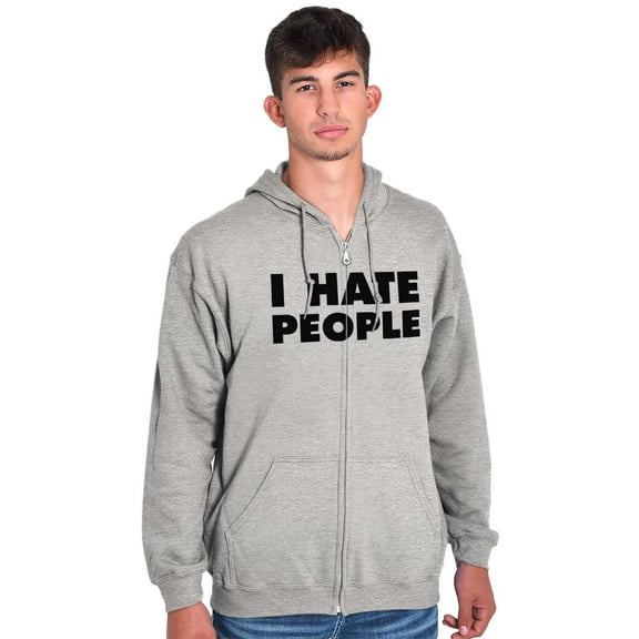 I Hate People Sarcastic Cynical Humor Unisex Fleece Graphic Zip Up Hoodie Brisco Brands 5X