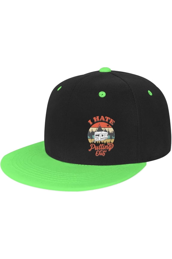 I Hate Pulling Out Funny Camper RV Camping Trailer Gift Trucker Hat Men Baseball Cap Women Dad Hat Ponytail Hat White