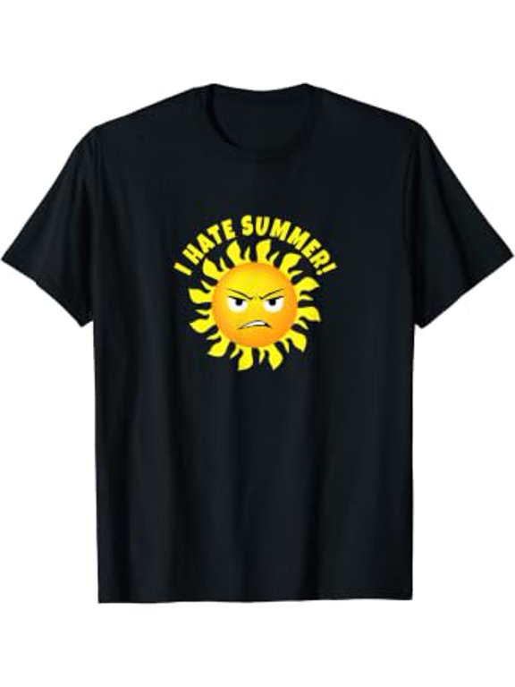 I Hate Summer Dislike Heat Humidity June July August Hot Sun Graphic T-Shirt, Size S-5XL
