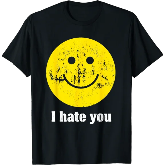 I Hate You Retro Grunge Face T-Shirt