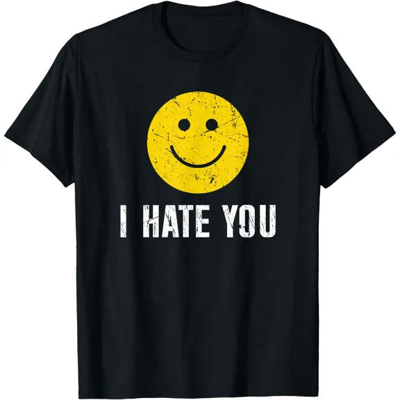 I Hate You Retro Vintage Yellow Happy Smile Face I Hate You T-Shirt
