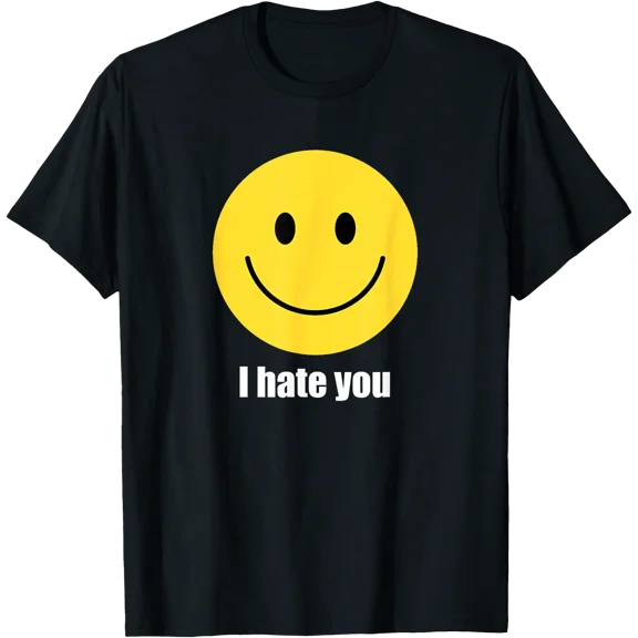 I Hate You, Yellow Happy Smile Face Emoticon Funny T-Shirt, Unisex T-Shirt