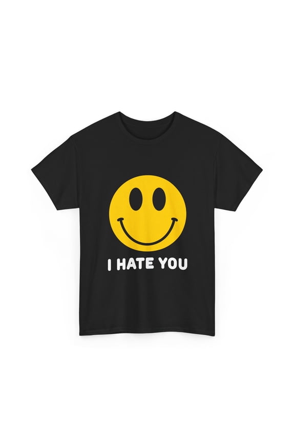 I Hate You Yellow Smile Face Bold Statement T-Shirt