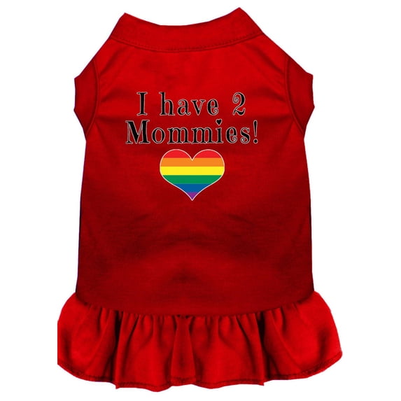 Pet Dog Cat Dress Screen Printed, "I Have Two Mommies"