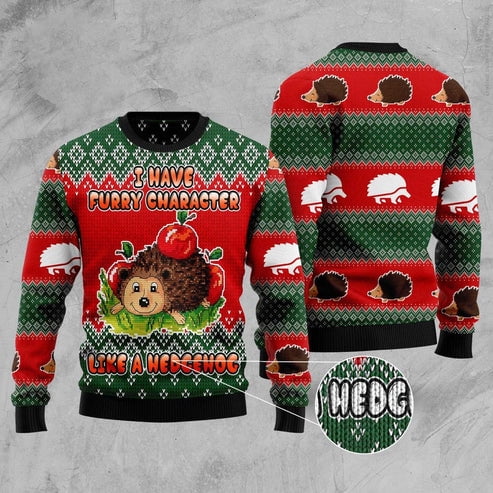I Have A Furry Character Like A Hedgehog 3D Christmas Sweater, Funny Xmas Sweater, Sweater Xmas