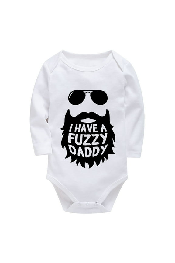 I Have A Fuzzy Daddy Newborn Coming Home from Hospital Outfit Boy Long Sleeve Baby Boy Coming Home Outfit Boy White Newborn