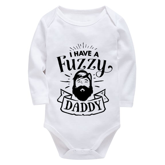 I Have A Fuzzy Daddy Newborn First Outfit Hospital Boy Long Sleeve Gender Neutral Coming Home Outfit Newborn White Baby Girl