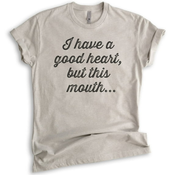 I Have A Good Heart But This Mouth T-shirt, Unisex Women's Men's Shirt, Boss Lady T-shirt, Sassy T-shirt, Light Silk Gray, 3X-Large