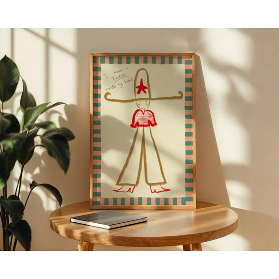 I Have A Rodeo Inside My Head Modern Western Typography Poster Cowboy Aesthetic Wall Art 24x36 UNFRAMED