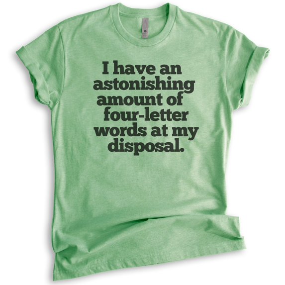 I Have An Astonishing Four-letter Words T-shirt, Unisex Women's Men's Shirt, Sarcastic Sassy Shirt, Heather Apple Green, X-Large