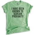 thumbnail image 1 of I Have Been Known To Scream Profanity T-shirt, Unisex Women's Men's Shirt, Sassy Shirt, Heather Apple Green, XX-Large, 1 of 6