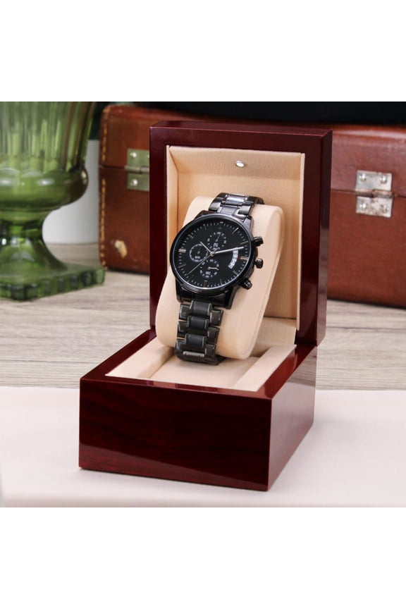 I Have Crossed Oceans Of Time to Find You Gothic Romantic Engraved Design Black Chronograph Watch For Men