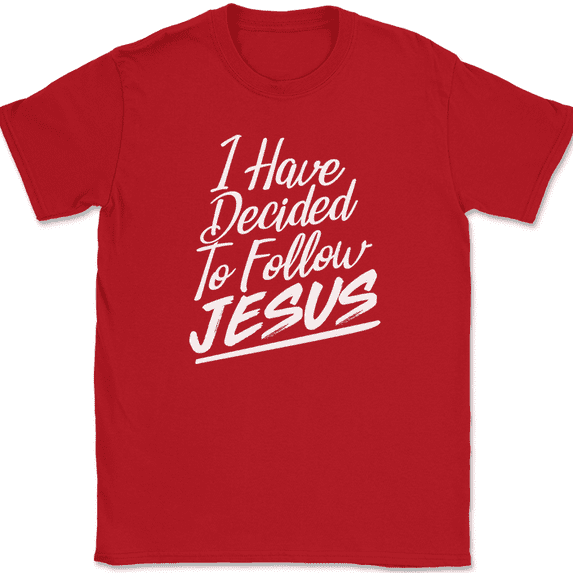 I Have Decided To Follow Jesus T-Shirt Christian Worship Praise God Bible Tee - Red, 2XL