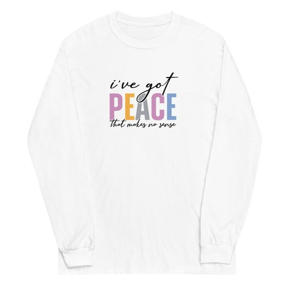 I Have Got Peace Long Sleeve Shirt (White, L)