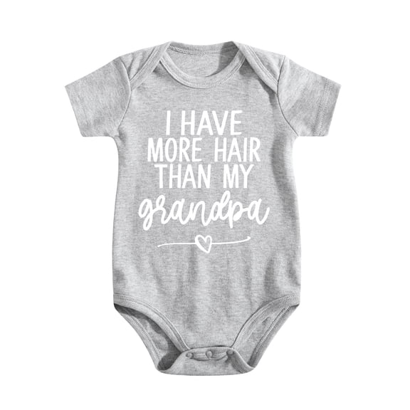 I Have More Hair Than My Grandpa Baby Bodysuit Funny Adorable Newborn Romper Unisex Boys Light Gray-style 9-12M