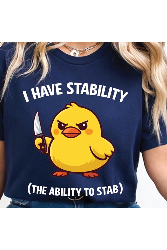 I Have Stability Tee Funny Dark Humor Chick Tshirt Pun Meme Graphic Tee Chick Meme Shirt S