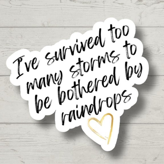 I Have Survived Too Many Storms Be Bothered Raindrops Sticker