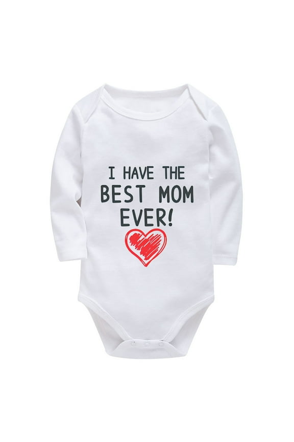I Have The Best Mom Ever Baby First Outfit Hospital for Boy Long Sleeve Baby Girl White Onesie White Babyboyclothing 0-3