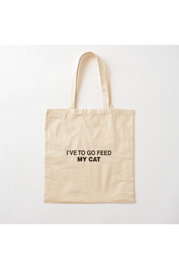 I Have To Go Feed My Cat Canvas Tote Bags, Reusable Shopping Bag