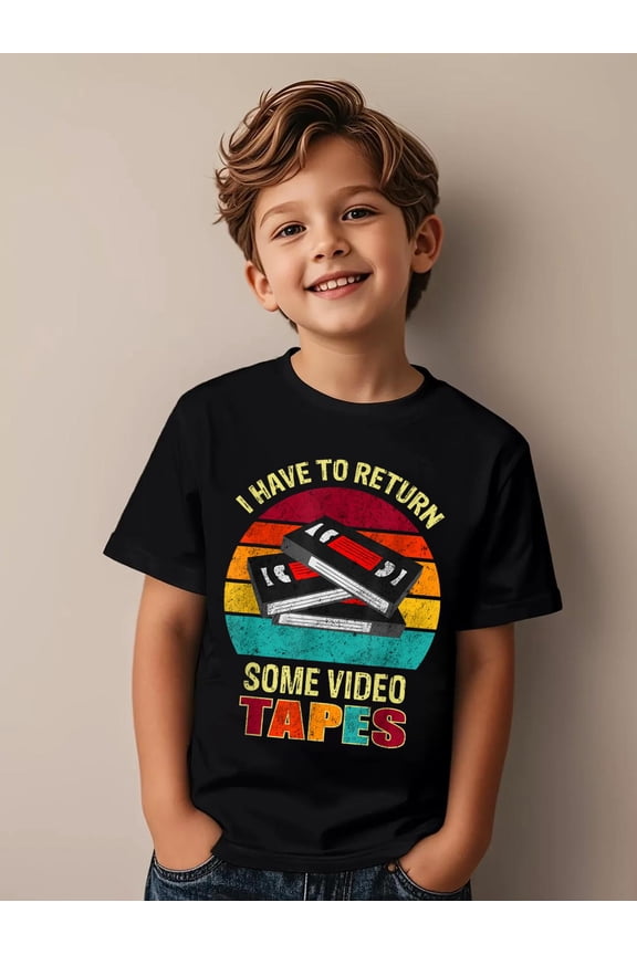 I Have To Return Some Video Tapes vintage 90s 80s Kids T-Shirt Kids Graphic Tee Soft Cotton Short Sleeve Casual Shirt