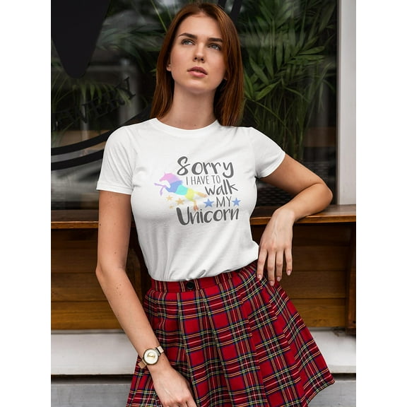I Have To Walk My Unicorn Shaped T-Shirt Women -Image by Shutterstock, Female XX-Large